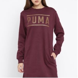 Puma Women’s Maroon/ Burgundy Sweatshirt Dress with Pockets Size Large